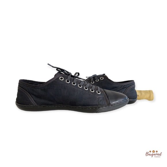 Authentic Louis Vuitton Gray/Black Damier Graphite Nylon Men's Sneakers Size 9.5 - Picture 1 of 14